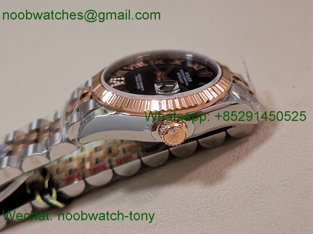 Replica Rolex DateJust 31mm Two Tone SS Rose Gold TWF Best Purple Dial A2824
