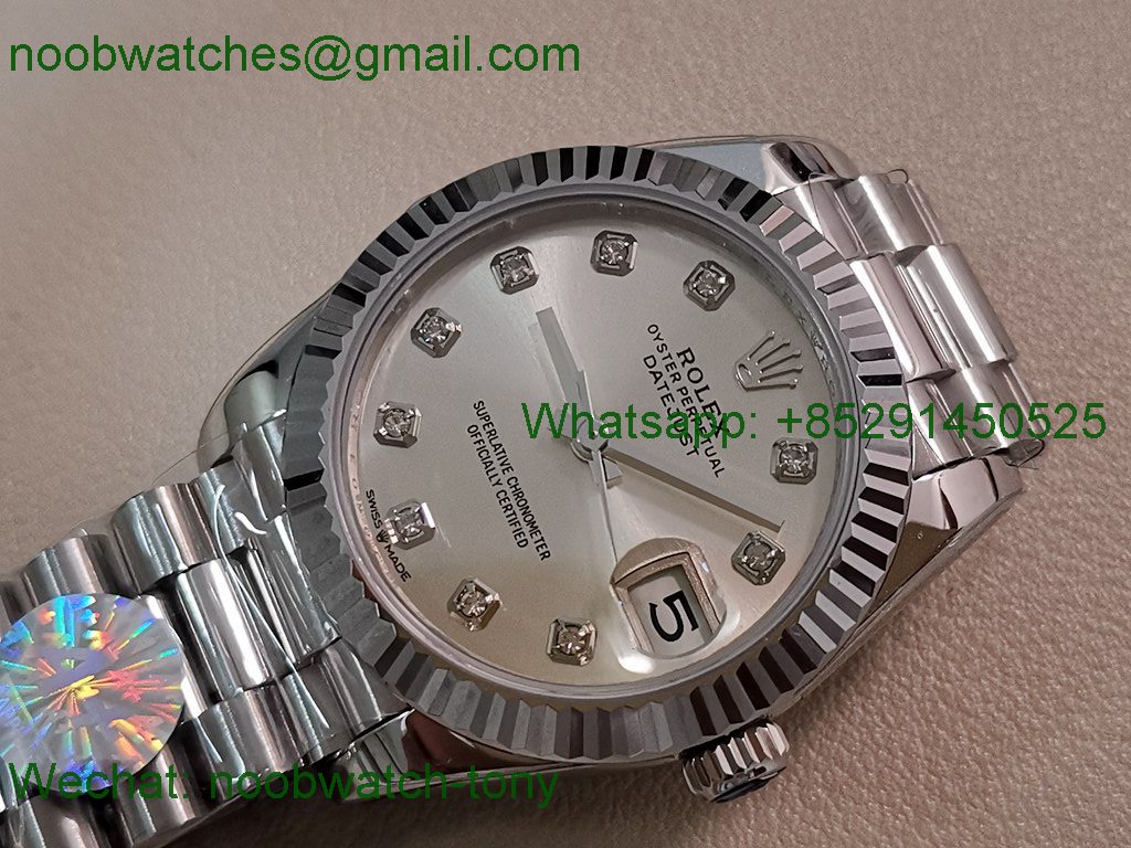 Replica Rolex DateJust 31mm A+F Best Silver Dial Diamond Markers A2824