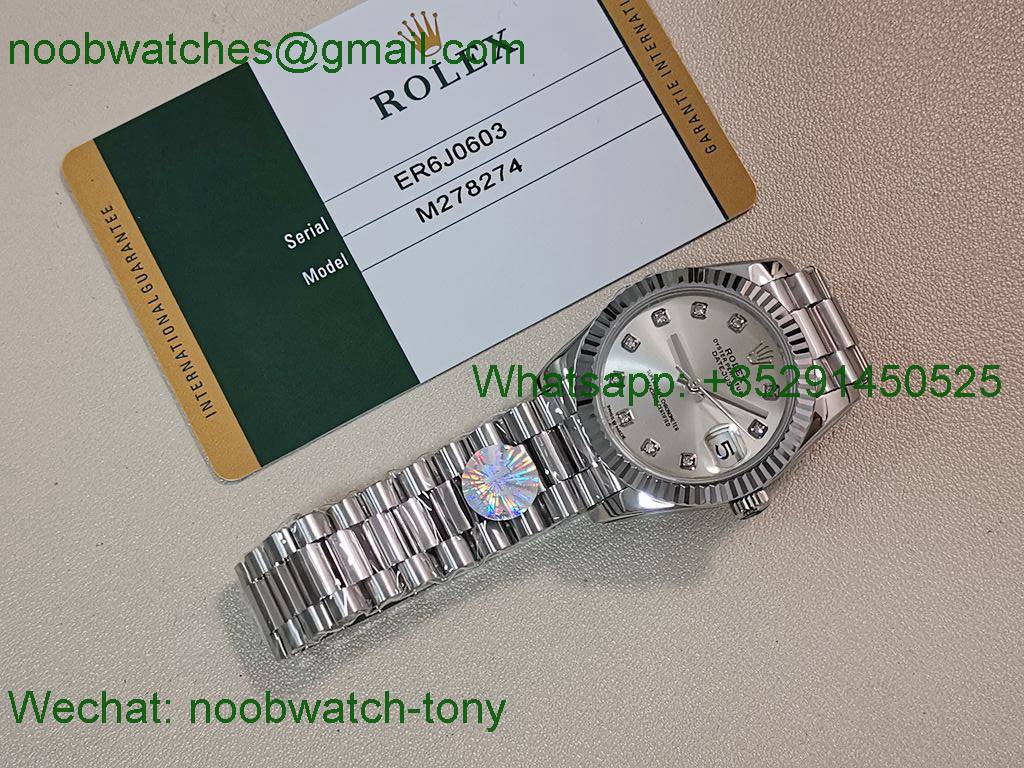 Replica Rolex DateJust 31mm A+F Best Silver Dial Diamond Markers A2824