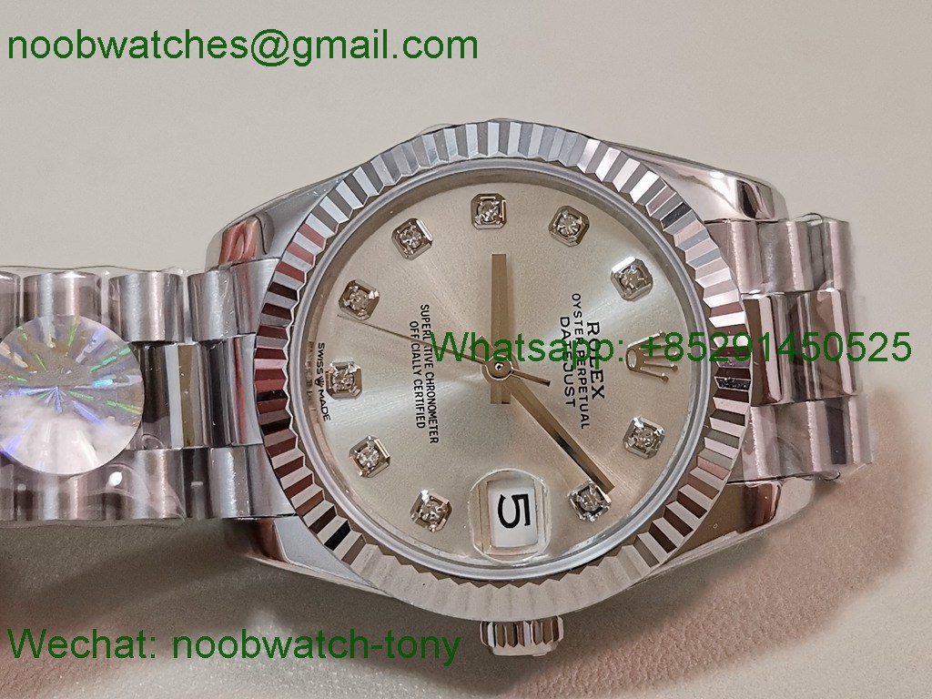 Replica Rolex DateJust 31mm A+F Best Silver Dial Diamond Markers A2824