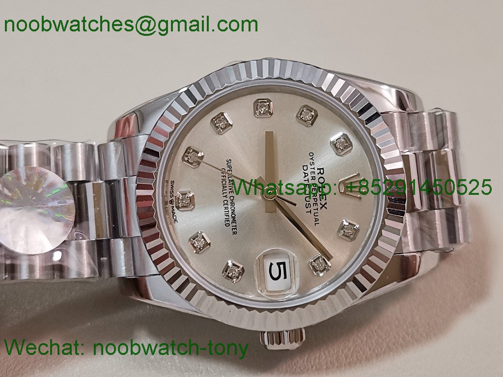 Replica Rolex DateJust 31mm A+F Best Silver Dial Diamond Markers A2824