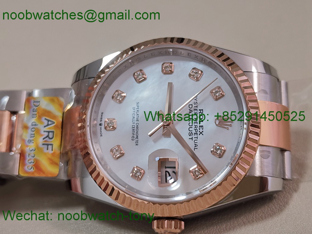 Replica Rolex DateJust 36mm SS Rose Gold 126231 ARF 1:1 Best SuperClone MOP Mother of Pearl Dial SH3235
