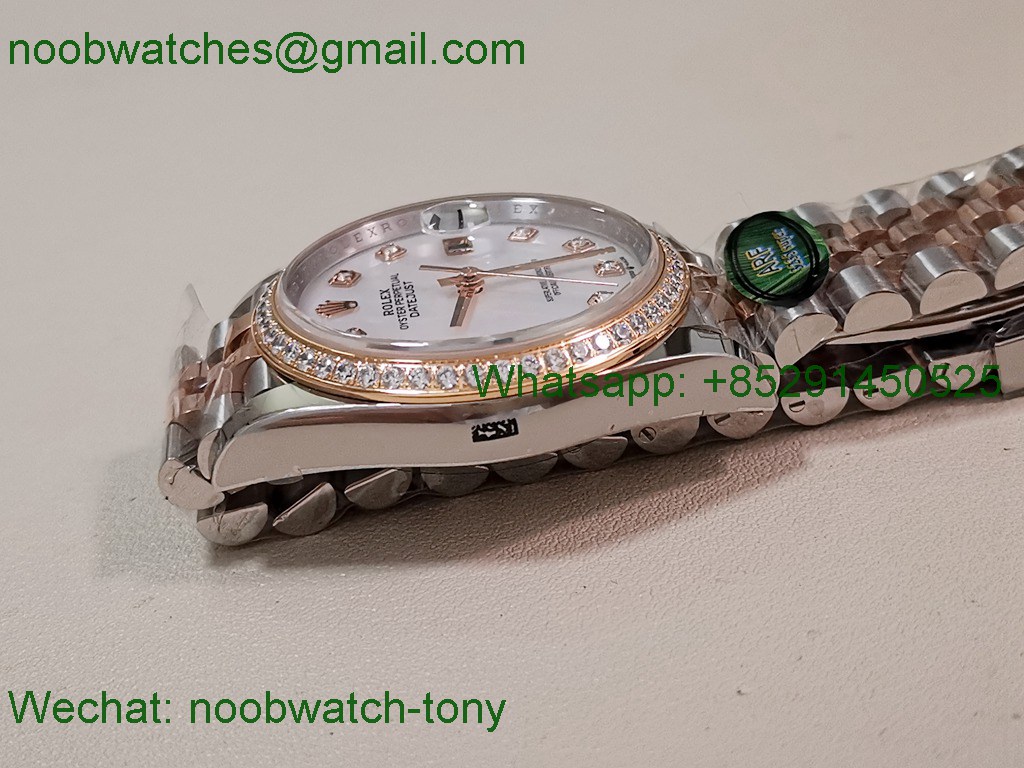 Replica Rolex DateJust 36mm Rose Gold 126231 ARF Best SuperClone MOP Mother of Pearl Dial Diamond Bezel