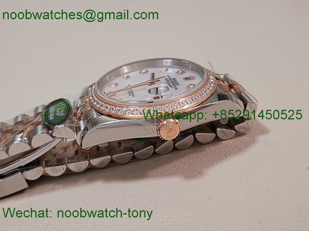 Replica Rolex DateJust 36mm Rose Gold 126231 ARF Best SuperClone MOP Mother of Pearl Dial Diamond Bezel