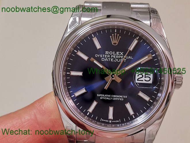 Replica ROLEX Datejust 126200 36mm Blue Dial Smooth Bezel VSF 1:1 Best SuperClone VS3235