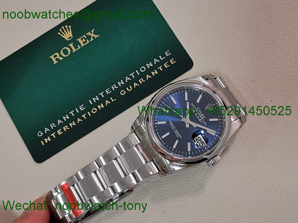 Replica ROLEX Datejust 126200 36mm Blue Dial Smooth Bezel VSF 1:1 Best SuperClone VS3235