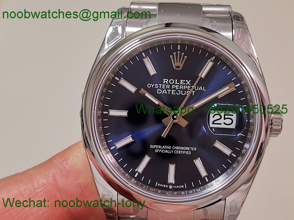 Replica ROLEX Datejust 126200 36mm Blue Dial Smooth Bezel VSF 1:1 Best SuperClone VS3235