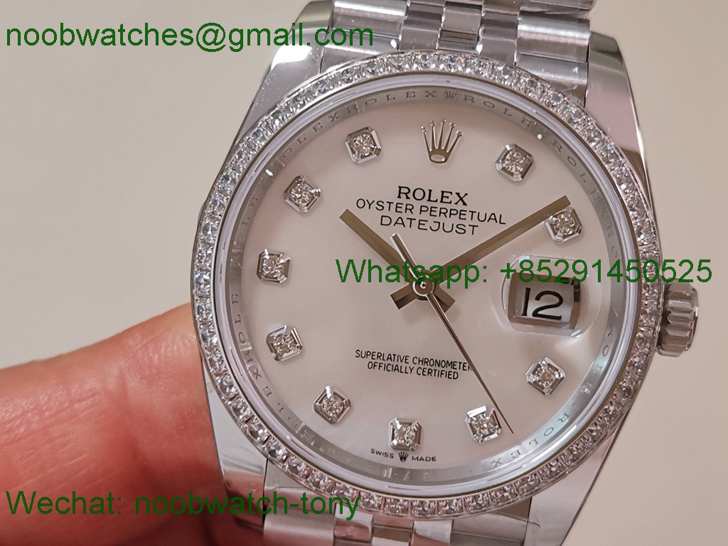 Replica Rolex DateJust 36mm 126234 ARF 1:1 Best SuperClone Mother of Pearl Dial Diamond Bezel SH3235