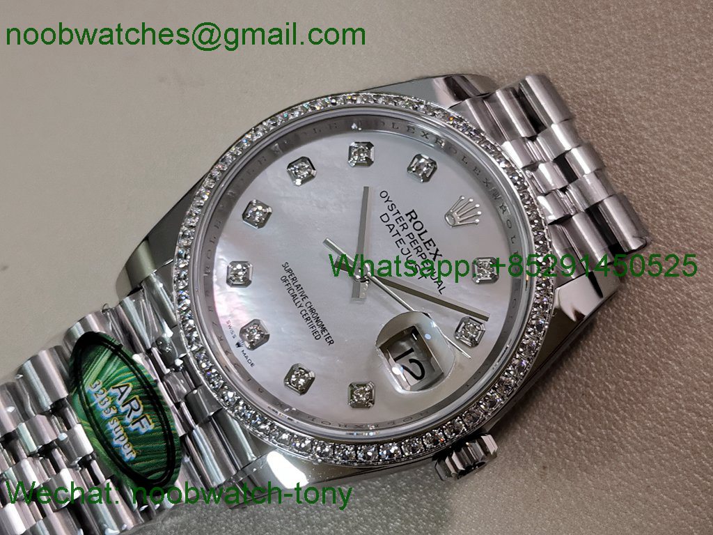 Replica Rolex DateJust 36mm 126234 ARF 1:1 Best SuperClone Mother of Pearl Dial Diamond Bezel SH3235