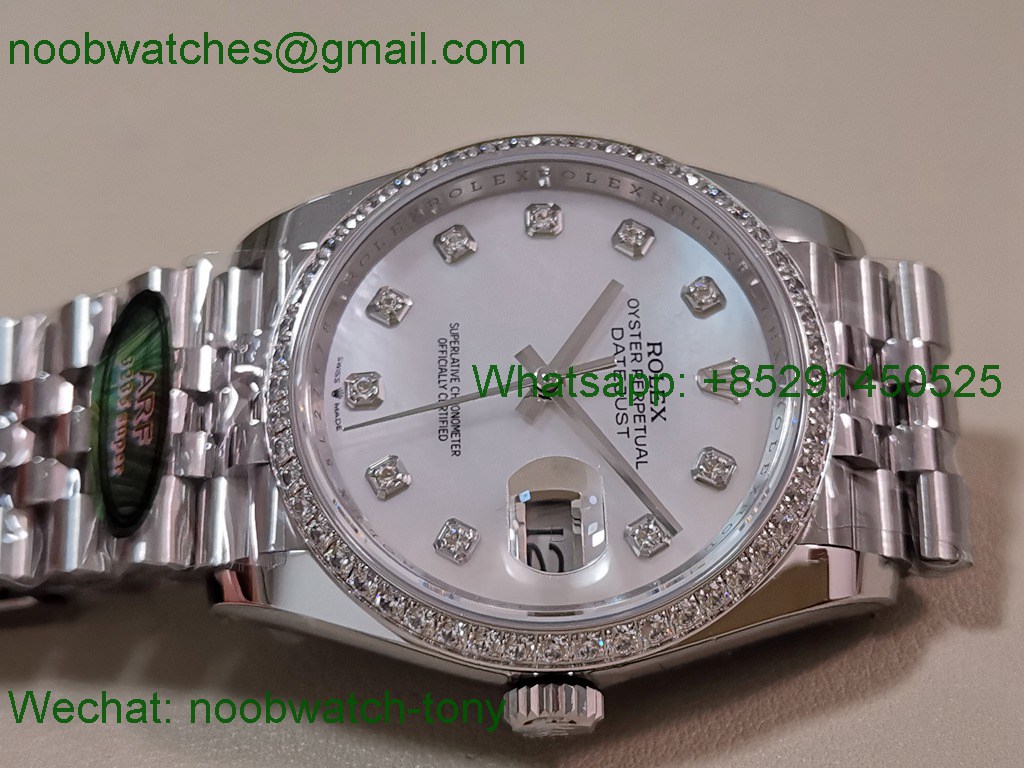 Replica Rolex DateJust 36mm 126234 ARF 1:1 Best SuperClone Mother of Pearl Dial Diamond Bezel SH3235
