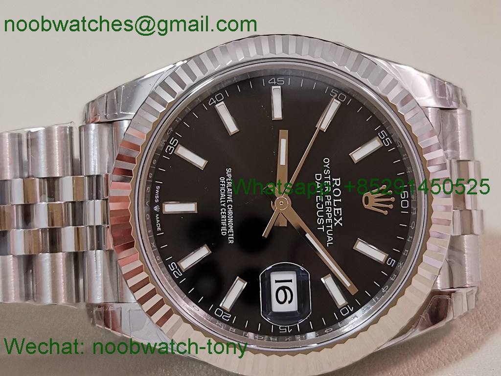 Replica Rolex DateJust 41mm 126334 V2 VSF 1:1 Best SuperClone Black Dial Jubilee DD3235