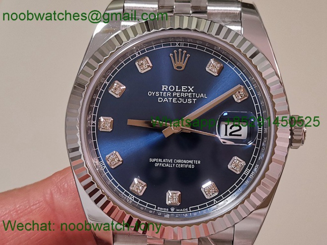 Replica Rolex DateJust 41mm 126334 V2 VSF 1:1 Best SuperClone Blue Diamond Dial Jubilee DD3235