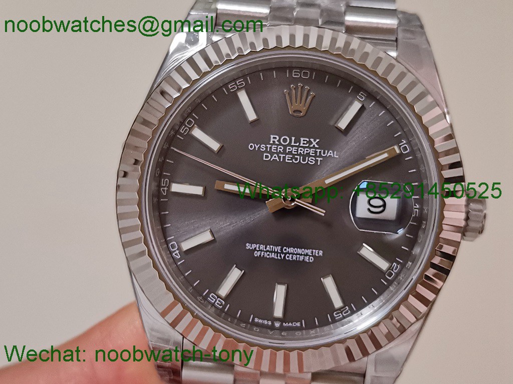 Replica Rolex DateJust 41mm 126334 V2 VSF 1:1 Best SuperClone Gray Dial Jubilee DD3235