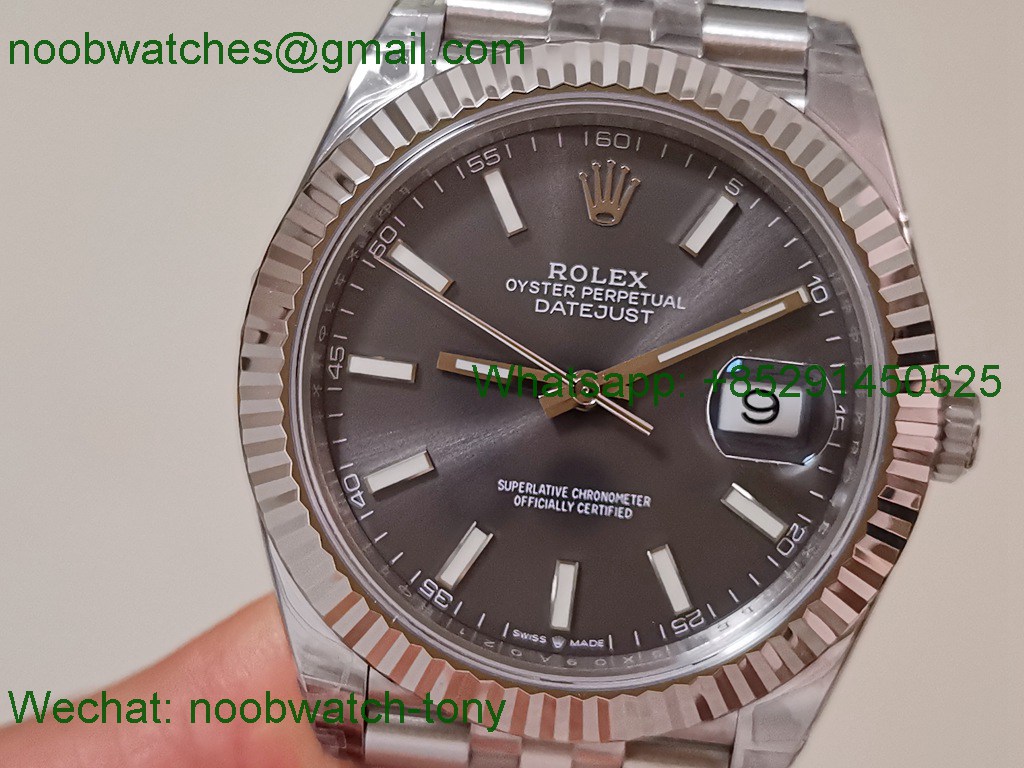 Replica Rolex DateJust 41mm 126334 V2 VSF 1:1 Best SuperClone Gray Dial Jubilee DD3235
