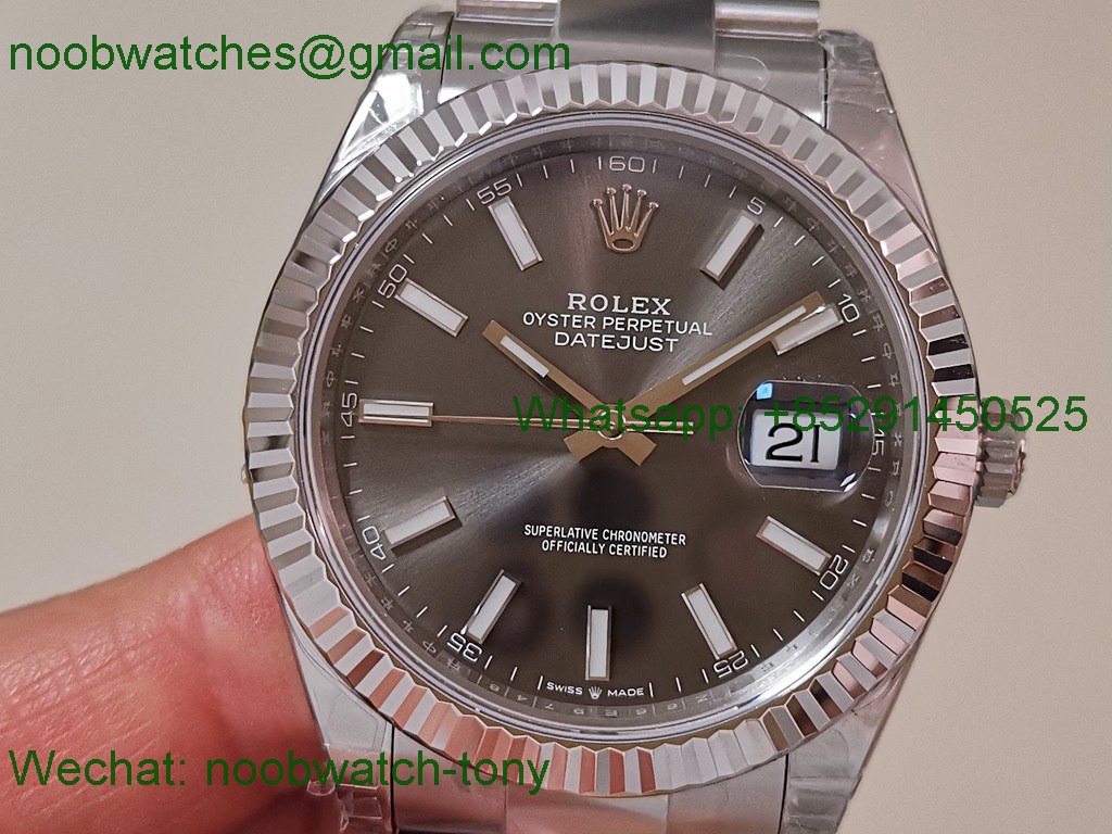Replica Rolex DateJust 41mm 126334 V2 VSF 1:1 Best SuperClone Gray Dial Oyster DD3235