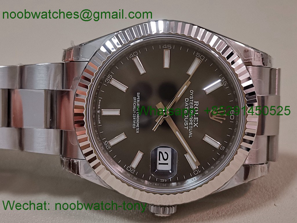 Replica Rolex DateJust 41mm 126334 V2 VSF 1:1 Best SuperClone Gray Dial Oyster DD3235