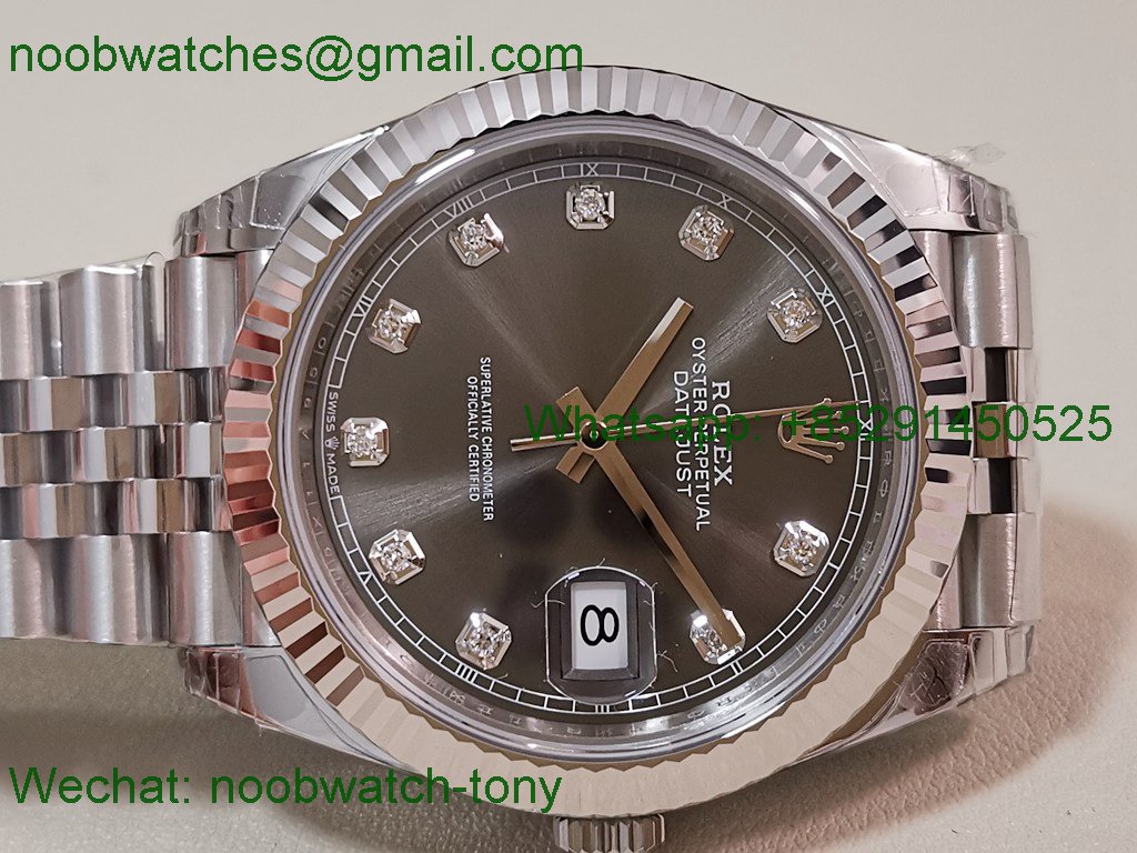 Replica Rolex DateJust 41mm 126334 V2 VSF 1:1 Best SuperClone Gray Diamond Dial Julibee DD3235