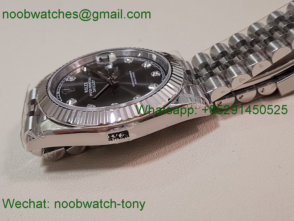 Replica Rolex DateJust 41mm 126334 V2 VSF 1:1 Best SuperClone Gray Diamond Dial Julibee DD3235