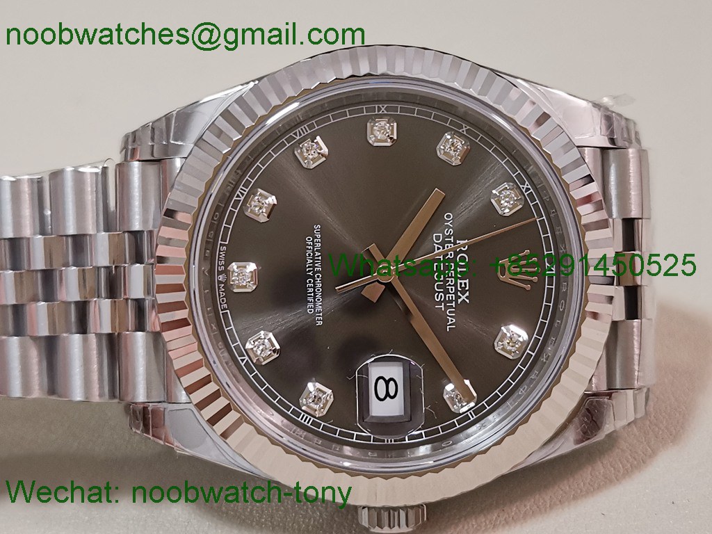 Replica Rolex DateJust 41mm 126334 V2 VSF 1:1 Best SuperClone Gray Diamond Dial Julibee DD3235