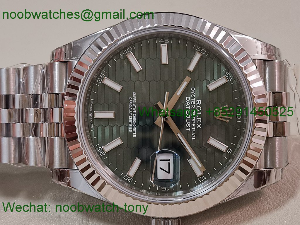 Replica Rolex DateJust 41mm 126334 V2 VSF 1:1 Best SuperClone Green Motif Dial Julibee DD3235