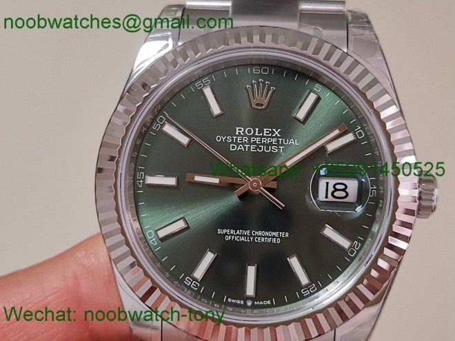 Replica Rolex DateJust 41mm 126334 V2 VSF 1:1 Best SuperClone Mint Green Dial Oyster DD3235