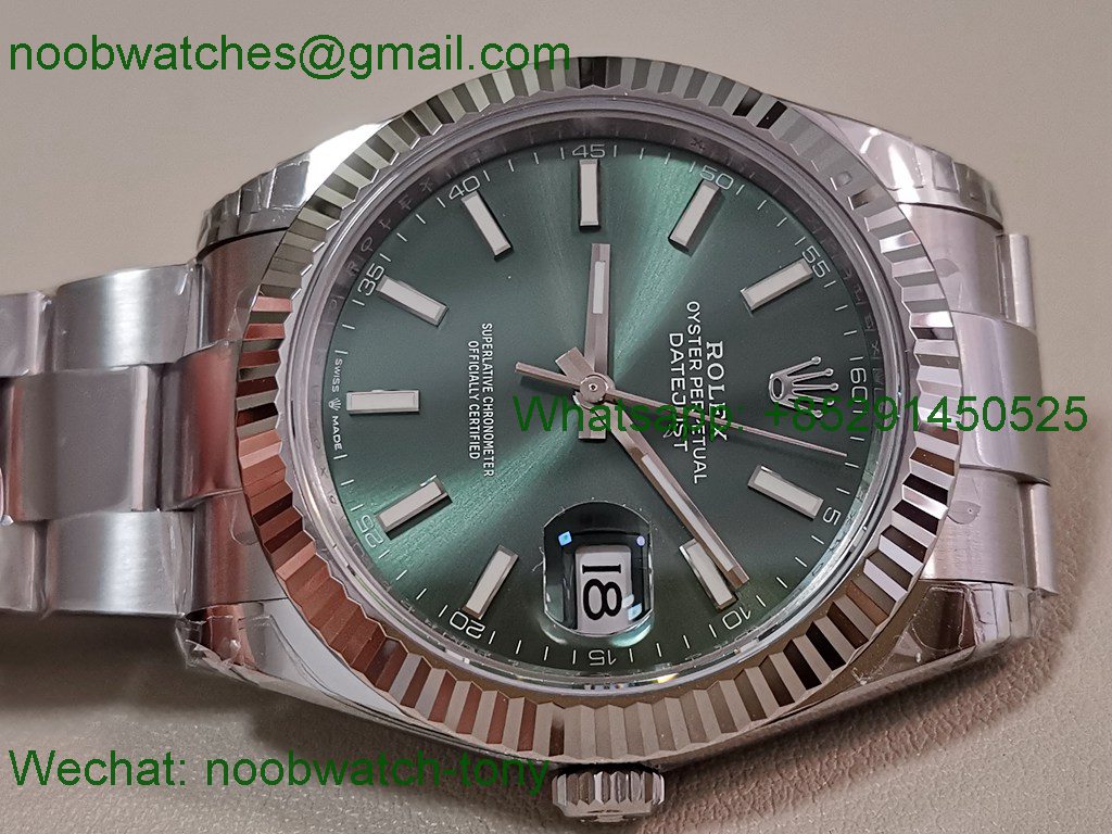 Replica Rolex DateJust 41mm 126334 V2 VSF 1:1 Best SuperClone Mint Green Dial Oyster DD3235