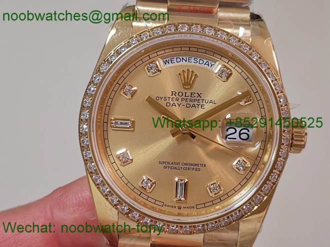 Replica Rolex DayDate 128238 Heavy Gain Weight Yellow Gold QF 1:1 Best Golden Dial President Bracelet A2836