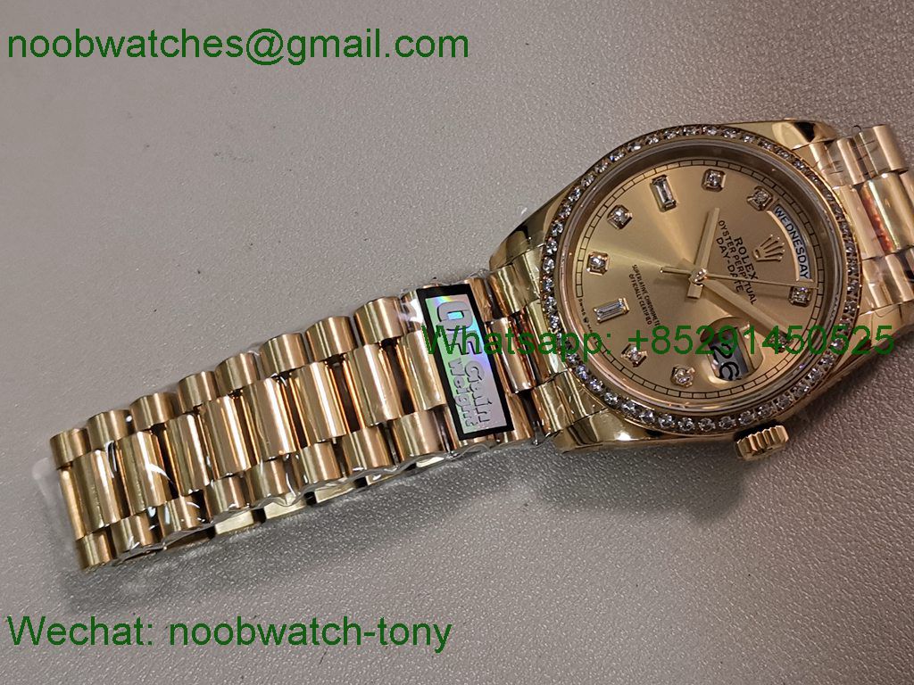 Replica Rolex DayDate 128238 Heavy Gain Weight Yellow Gold QF 1:1 Best Golden Dial President Bracelet A2836
