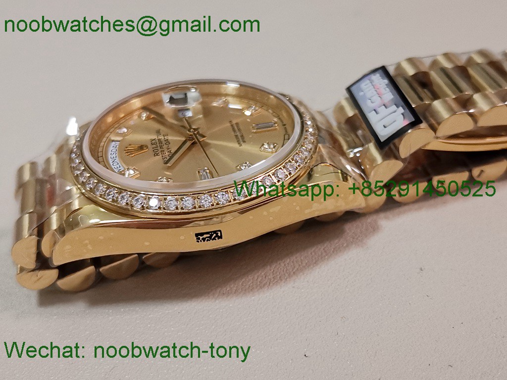 Replica Rolex DayDate 128238 Heavy Gain Weight Yellow Gold QF 1:1 Best Golden Dial President Bracelet A2836