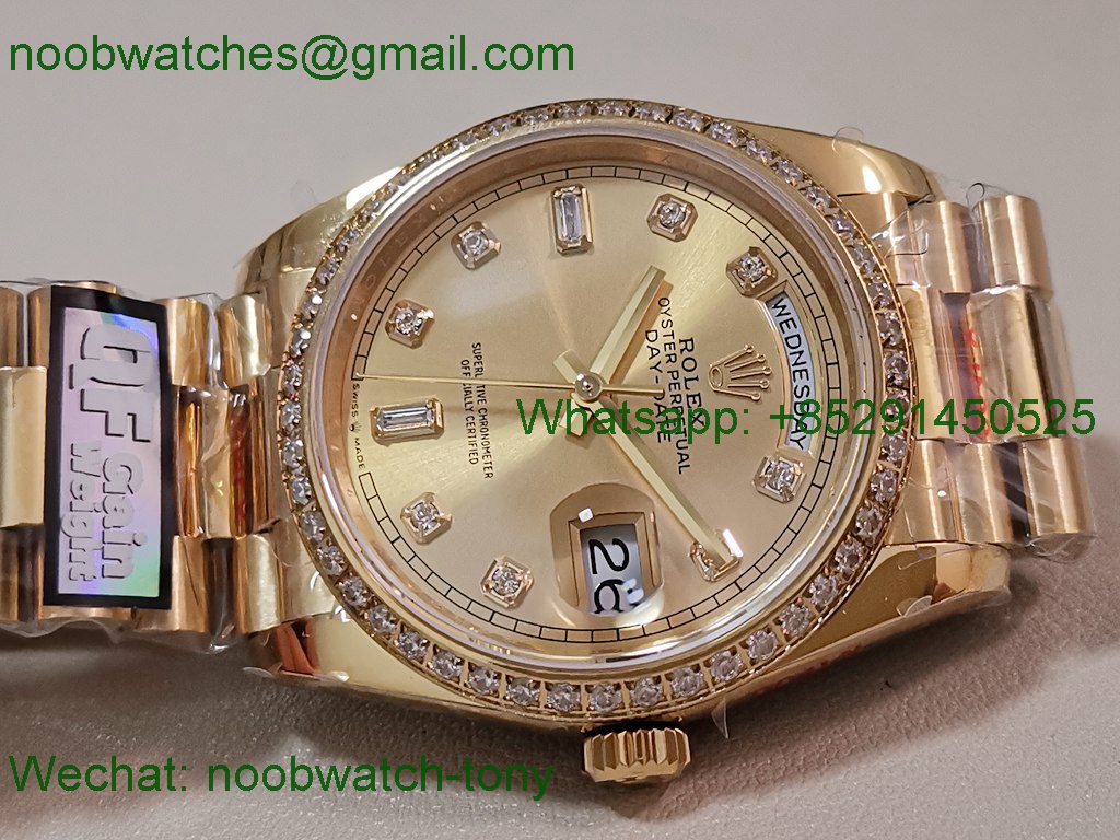 Replica Rolex DayDate 128238 Heavy Gain Weight Yellow Gold QF 1:1 Best Golden Dial President Bracelet A2836