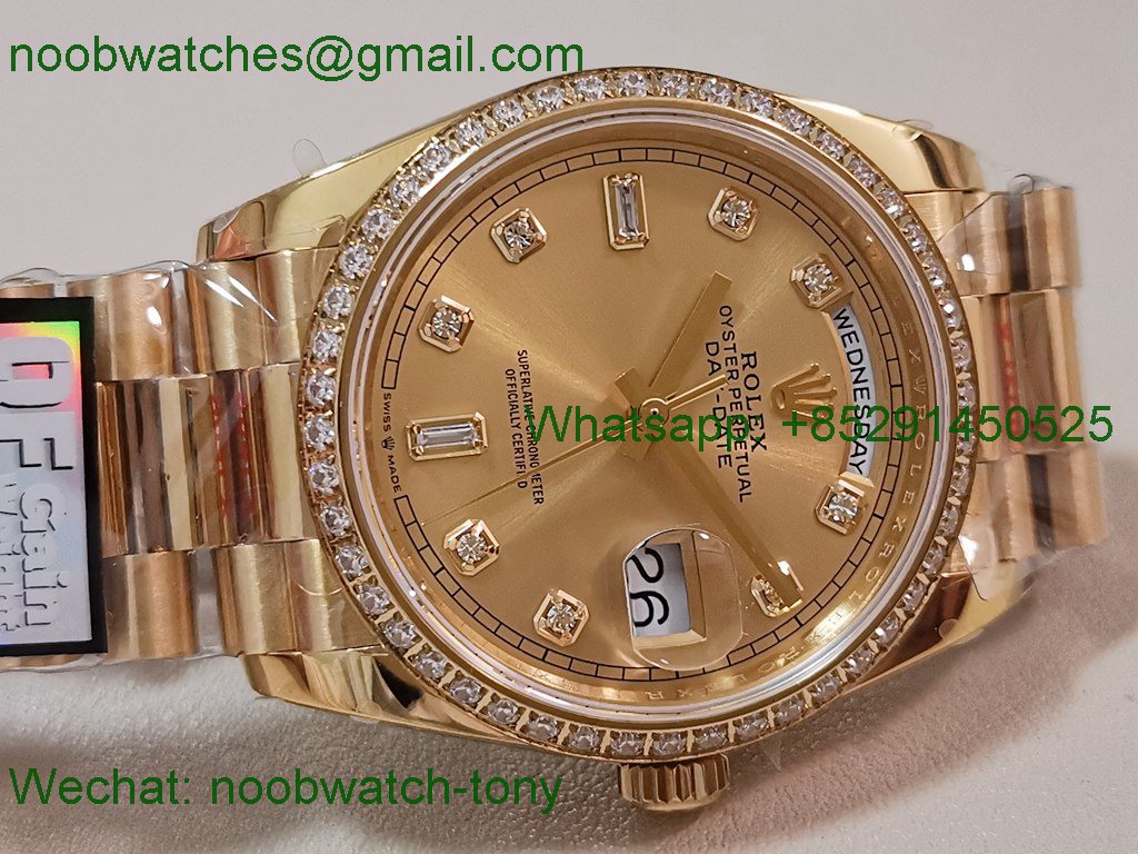 Replica Rolex DayDate 128238 Heavy Gain Weight Yellow Gold QF 1:1 Best Golden Dial President Bracelet A2836