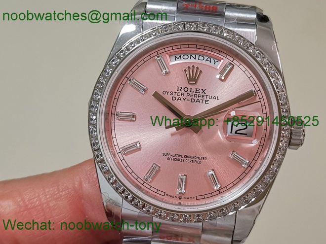 Replica Rolex Day Date 128239 Gain Weight Heavy QF 1:1 Best SuperClone Pink Diamond Dial Markers President Bracelet