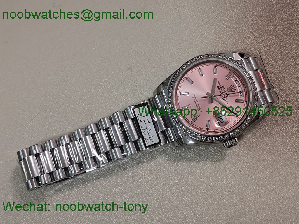 Replica Rolex Day Date 128239 Gain Weight Heavy QF 1:1 Best SuperClone Pink Diamond Dial Markers President Bracelet