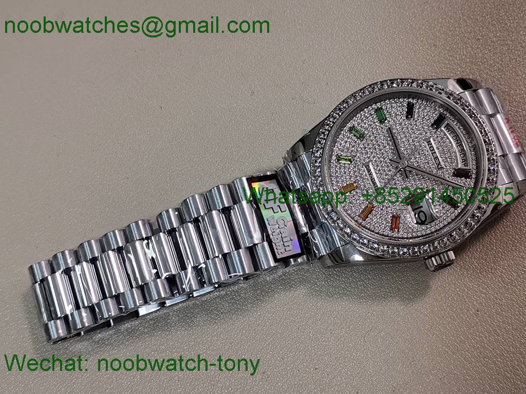 Replica Rolex Day Date 128239 Gain Weight Heavy QF 1:1 Best SuperClone Diamond Rainbow Dial President Bracelet