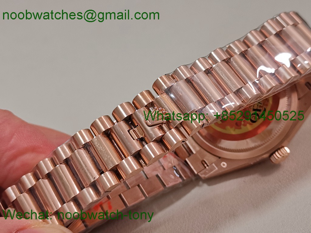 Replica Rolex DayDate 128238 Heavy Gain Weight Rose Gold QF 1:1 Best Diamond Rainbow Dial President Bracelet