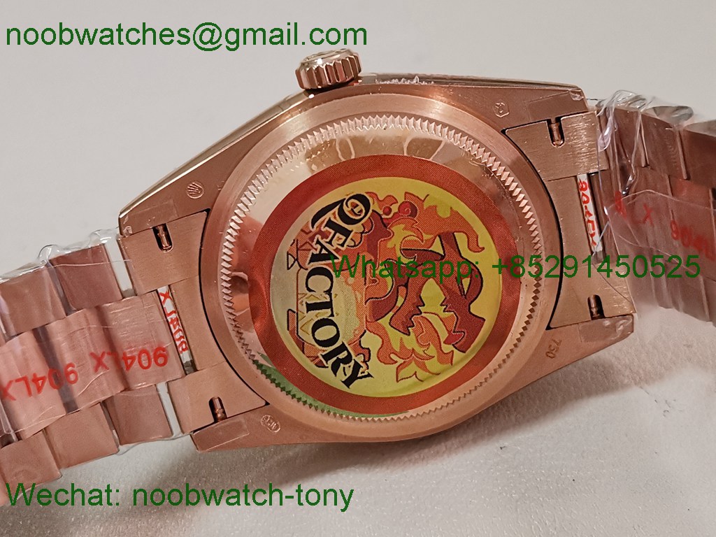 Replica Rolex DayDate 128238 Heavy Gain Weight Rose Gold QF 1:1 Best Diamond Rainbow Dial President Bracelet