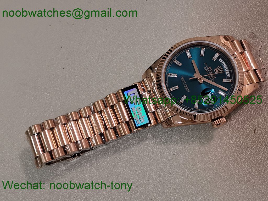 Replica Rolex DayDate 128235 Heavy Gain Weight Rose Gold QF 1:1 Best SuperClone Blue Diamond Dial President Bracelet