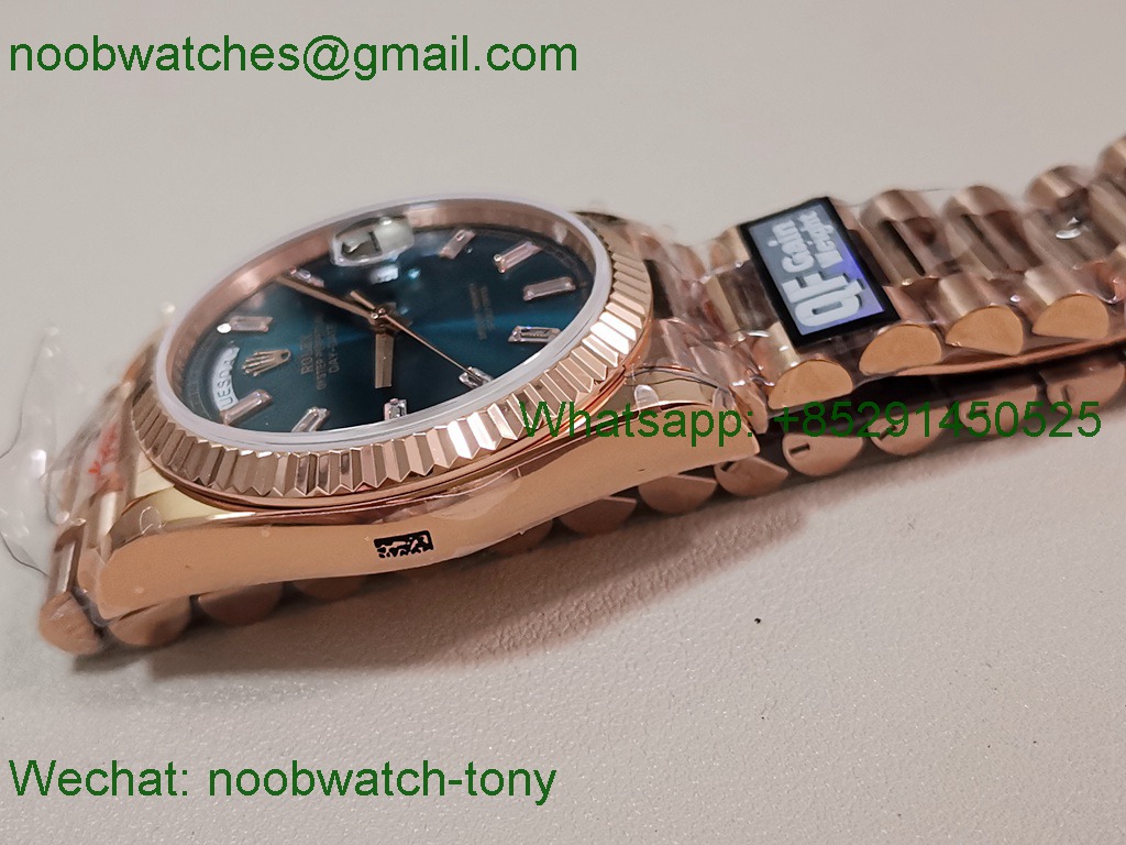 Replica Rolex DayDate 128235 Heavy Gain Weight Rose Gold QF 1:1 Best SuperClone Blue Diamond Dial President Bracelet
