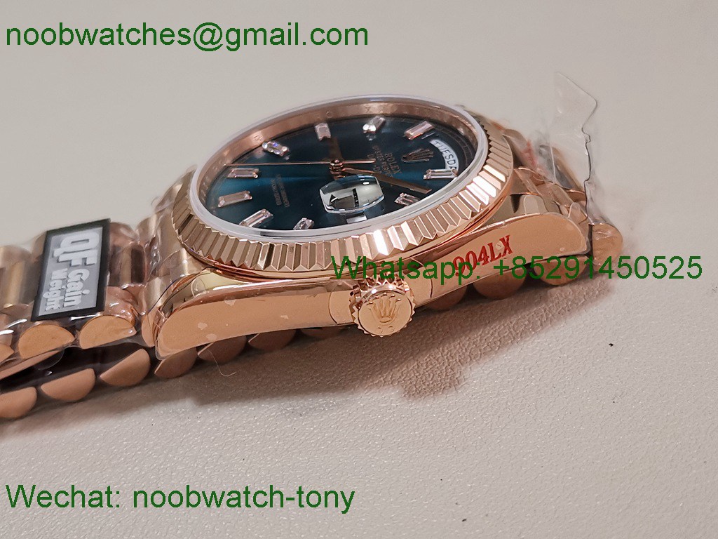 Replica Rolex DayDate 128235 Heavy Gain Weight Rose Gold QF 1:1 Best SuperClone Blue Diamond Dial President Bracelet