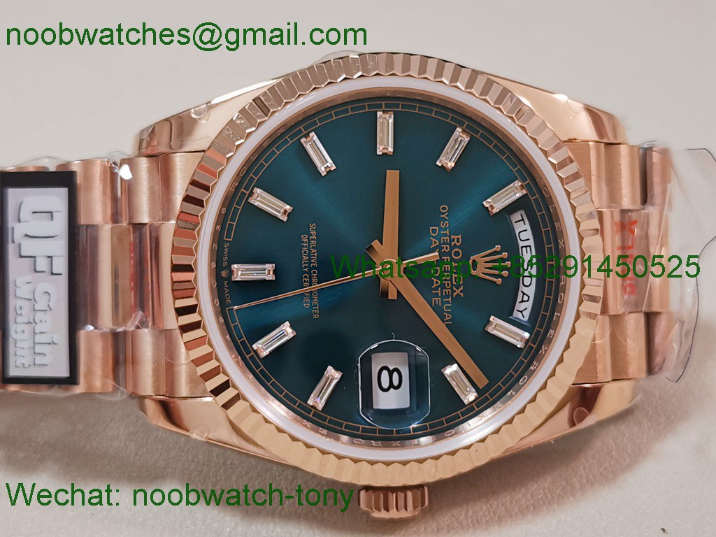 Replica Rolex DayDate 128235 Heavy Gain Weight Rose Gold QF 1:1 Best SuperClone Blue Diamond Dial President Bracelet