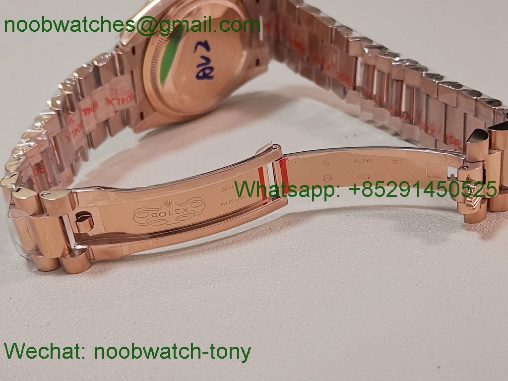 Replica Rolex DayDate 128235 Heavy Gain Weight Rose Gold QF 1:1 Best SuperClone Blue Diamond Dial President Bracelet