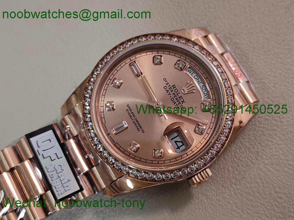 Replica Rolex DayDate 128235 Heavy Gain Weight Rose Gold QF 1:1 Best SuperClone RG Dial President Bracelet