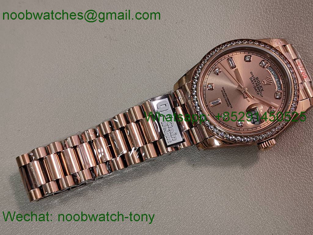 Replica Rolex DayDate 128235 Heavy Gain Weight Rose Gold QF 1:1 Best SuperClone RG Dial President Bracelet