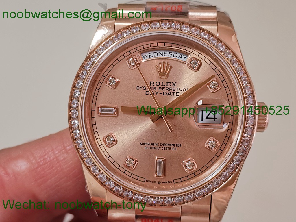 Replica Rolex DayDate 128235 Heavy Gain Weight Rose Gold QF 1:1 Best SuperClone RG Dial President Bracelet