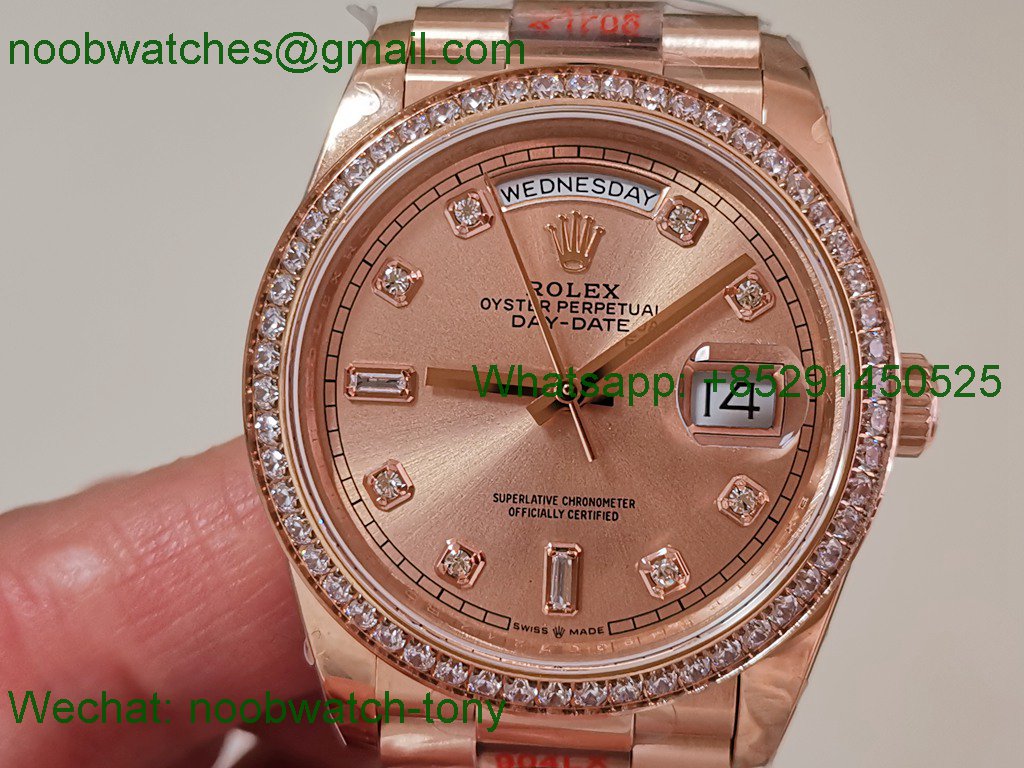 Replica Rolex DayDate 128235 Heavy Gain Weight Rose Gold QF 1:1 Best SuperClone RG Dial President Bracelet