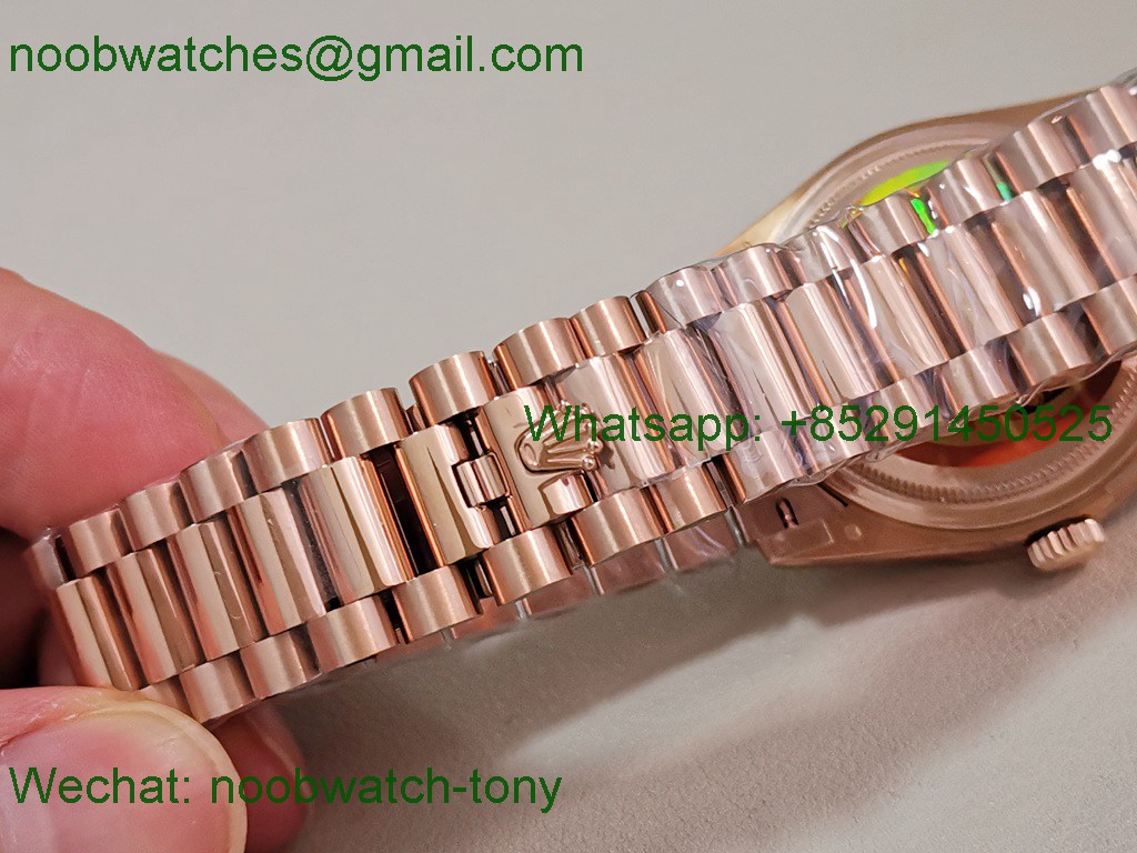 Replica Rolex DayDate 128235 Heavy Gain Weight Rose Gold QF 1:1 Best SuperClone RG Dial President Bracelet