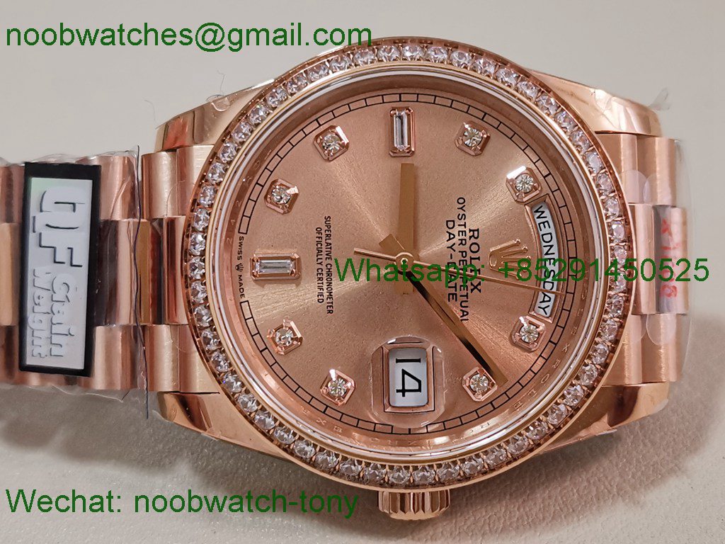 Replica Rolex DayDate 128235 Heavy Gain Weight Rose Gold QF 1:1 Best SuperClone RG Dial President Bracelet
