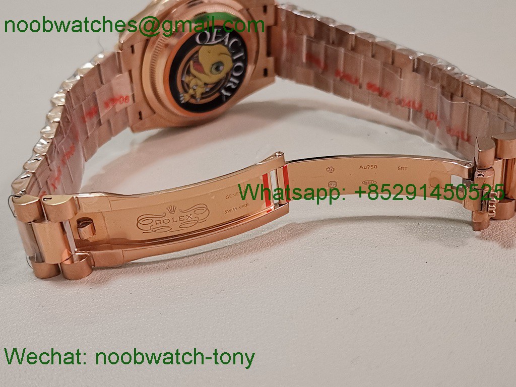 Replica Rolex DayDate 128238 Heavy Gain Weight Rose Gold QF 1:1 Best Diamond Rainbow Dial President