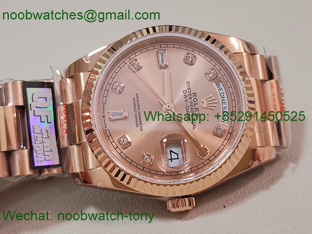 Replica Rolex DayDate 128235 Heavy Gain Weight Rose Gold QF 1:1 Best SuperClone RG Dial President 