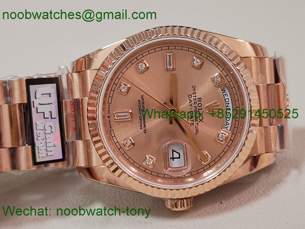 Replica Rolex DayDate 128235 Heavy Gain Weight Rose Gold QF 1:1 Best SuperClone RG Dial President 